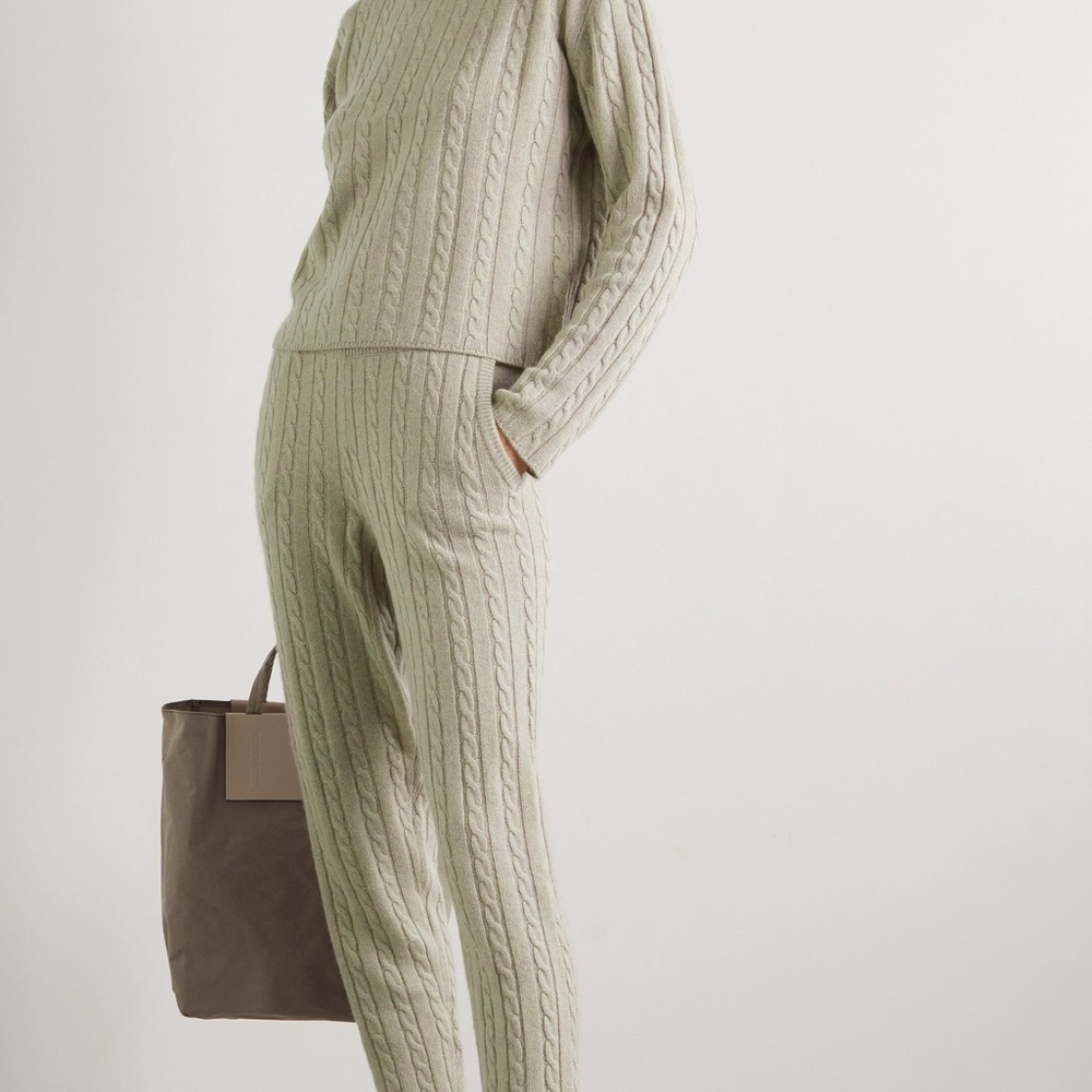 ATM ANTHONY THOMAS MELILLO CASHMERE WOOL BLEND CABLE KNIT JOGGERS PANTS SZ M NEW - Picture 2 of 11